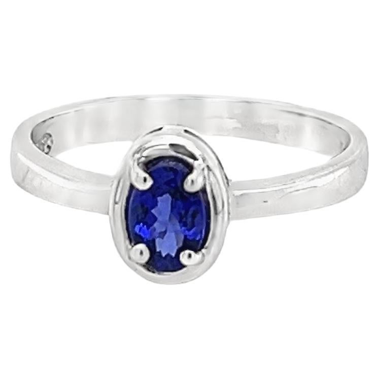18k White Gold Tanzanite Halo Ring For Woman Jewelry 0.51 Cts Gift For