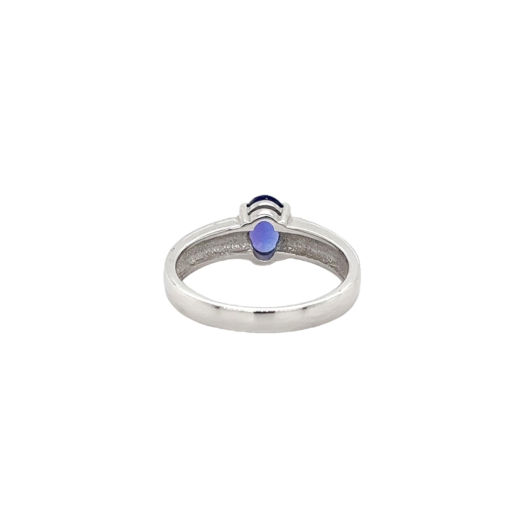 18k White Gold Tanzanite Halo Ring For Woman Jewelry 0.75 Cts Gift For