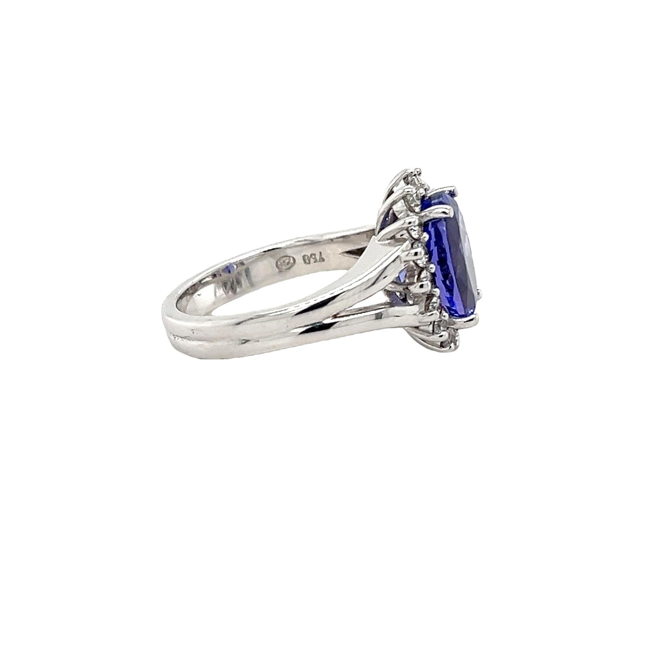 18k White Gold Tanzanite Soliter Ring For Woman Jewelry 4 Cts Gift For