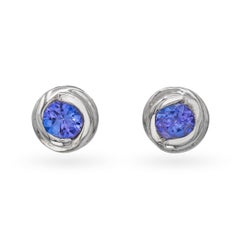 18k White Gold Tanzanite Swirl Stud Earrings