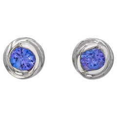18k White Gold Tanzanite Swirl Stud Earrings