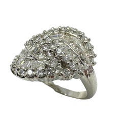 18K White Gold Tapered Baguette Cut Diamond Ring