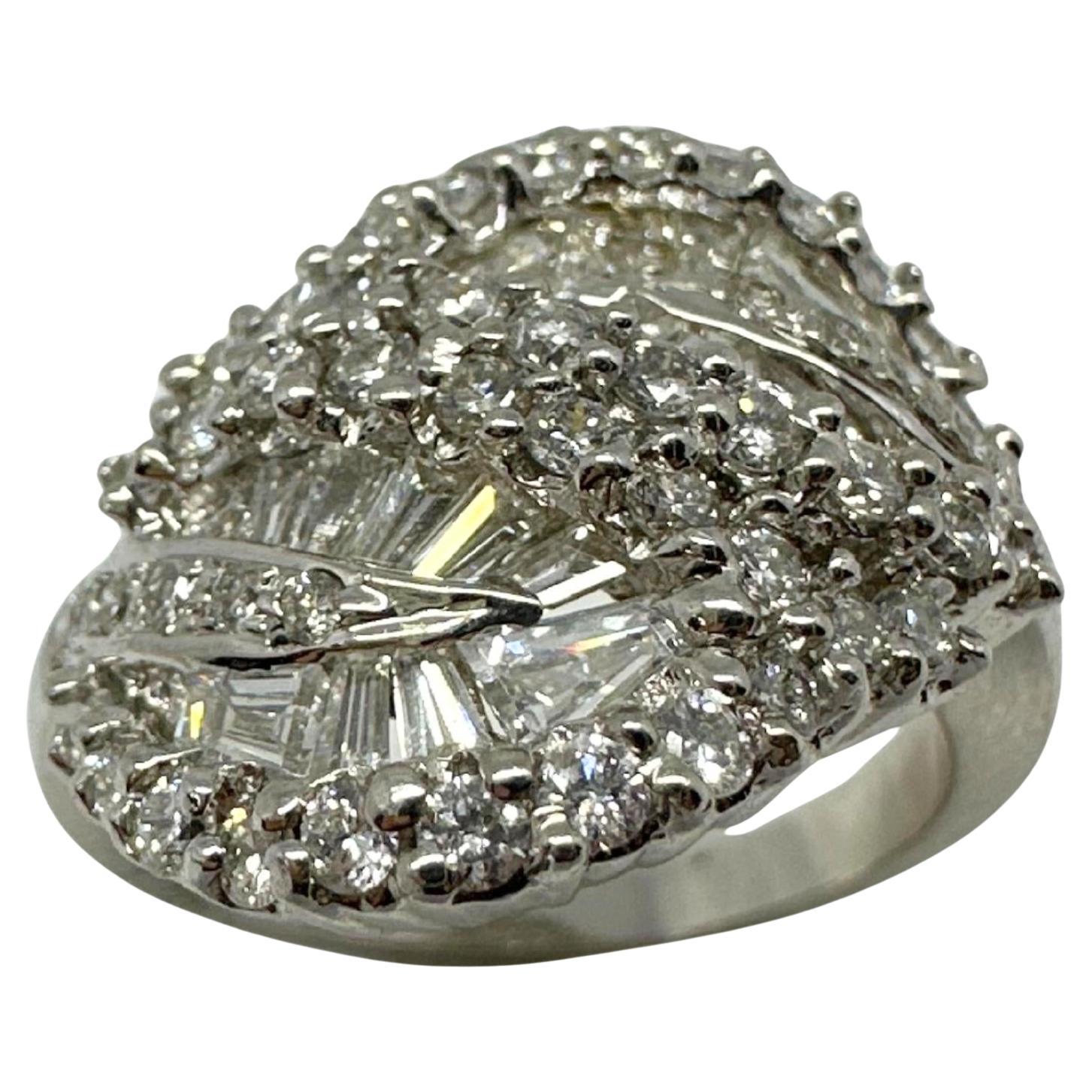 18K White Gold Tapered Baguette Cut Diamond Ring