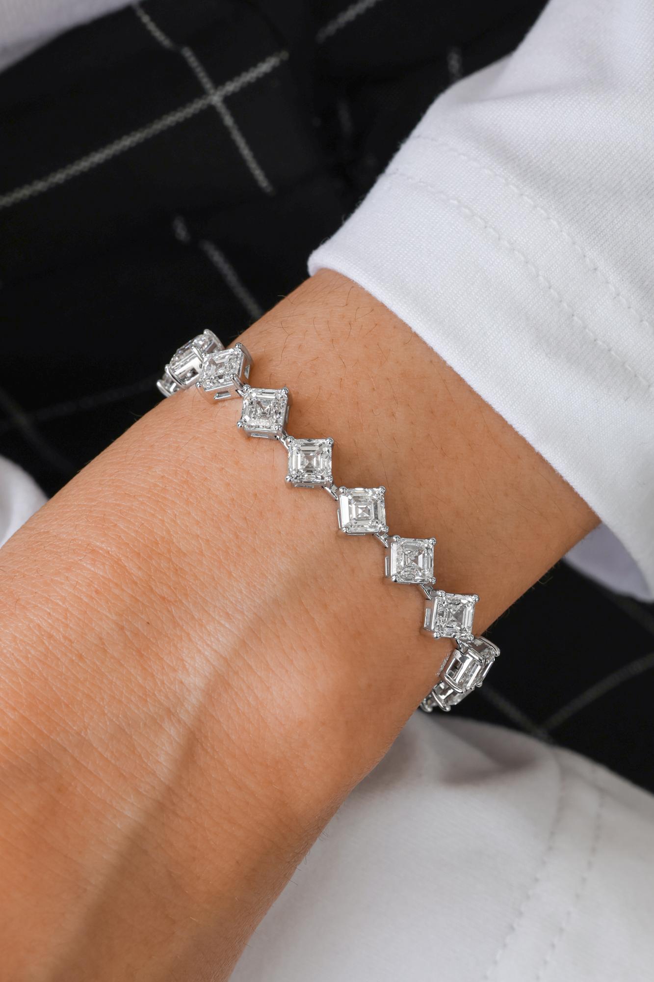 da uomo o donna Bracciale tennis in oro bianco 18 carati (tutte le pietre GIA) in vendita