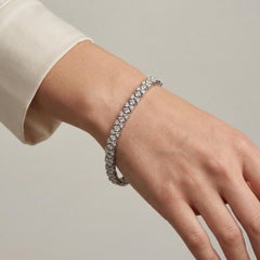 18k White Gold Tennis Bracelet with 5.3ct Mixed-Cut Diamonds 3 Dimensional