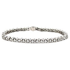 Bracciale Tennis in oro bianco 18 carati con diamanti taglio misto 5,3 carati 3 dimensioni