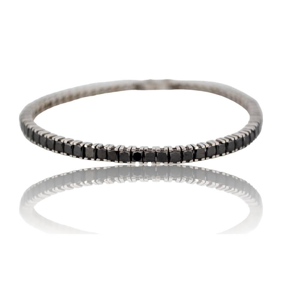 Bracciale Tennis in oro bianco 18K con diamanti neri Nature In condizioni ottime in vendita a București, București