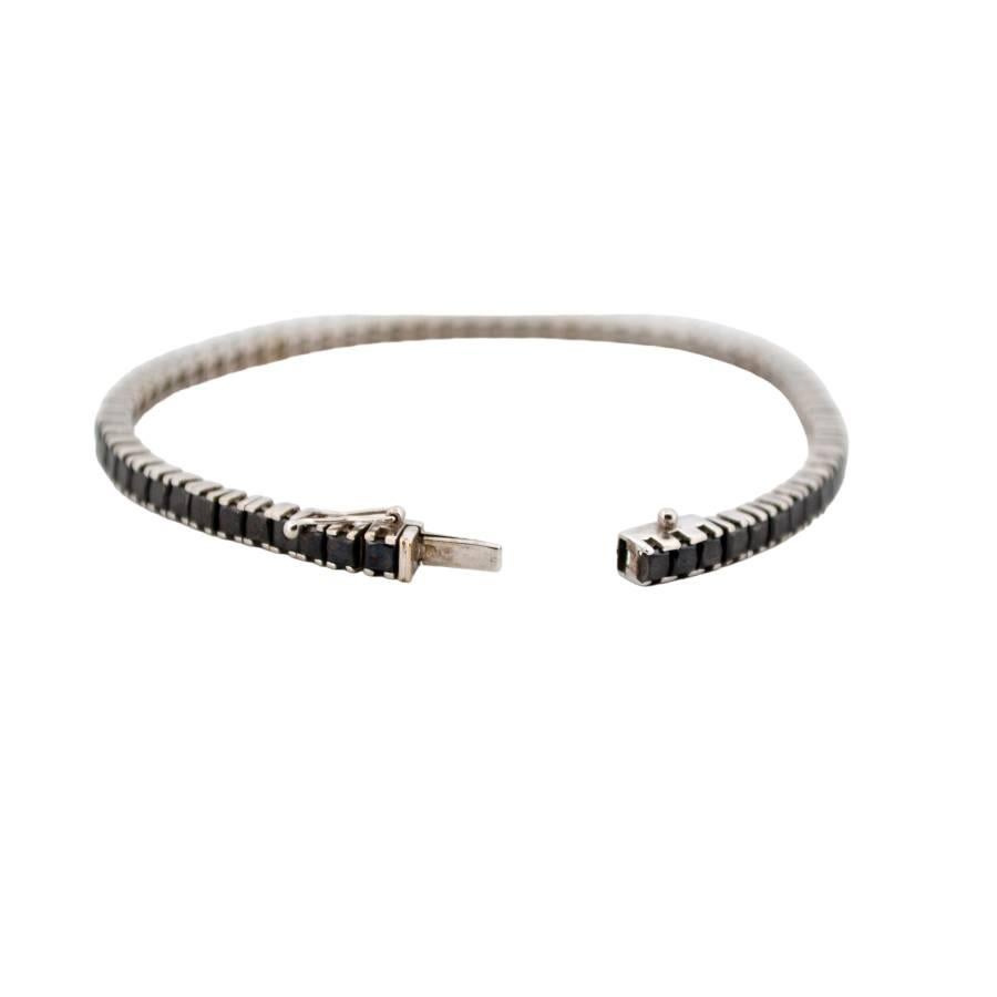da uomo o donna Bracciale Tennis in oro bianco 18K con diamanti neri Nature in vendita
