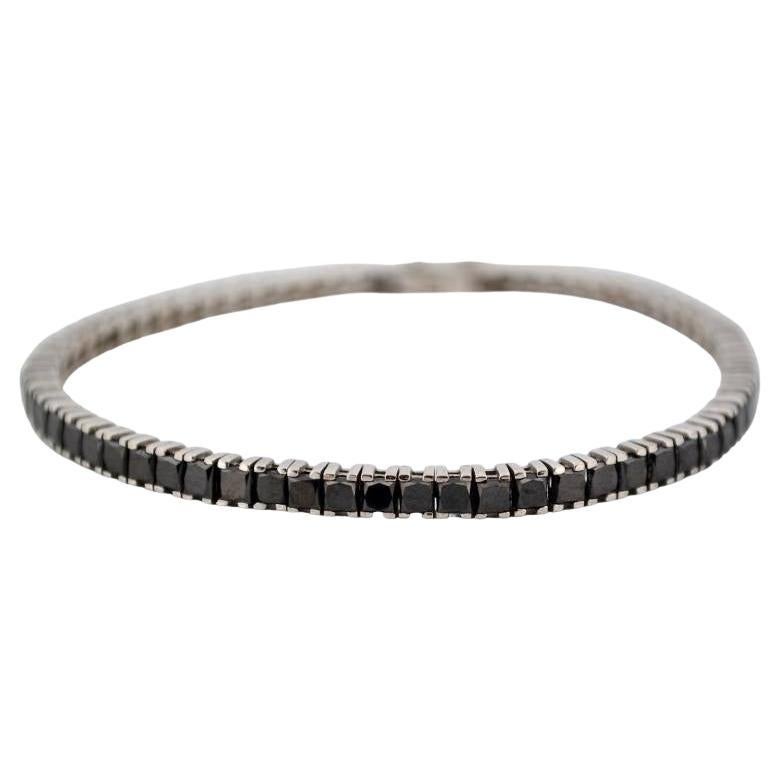 Bracelet tennis en or blanc 18 carats avec diamants noirs naturels