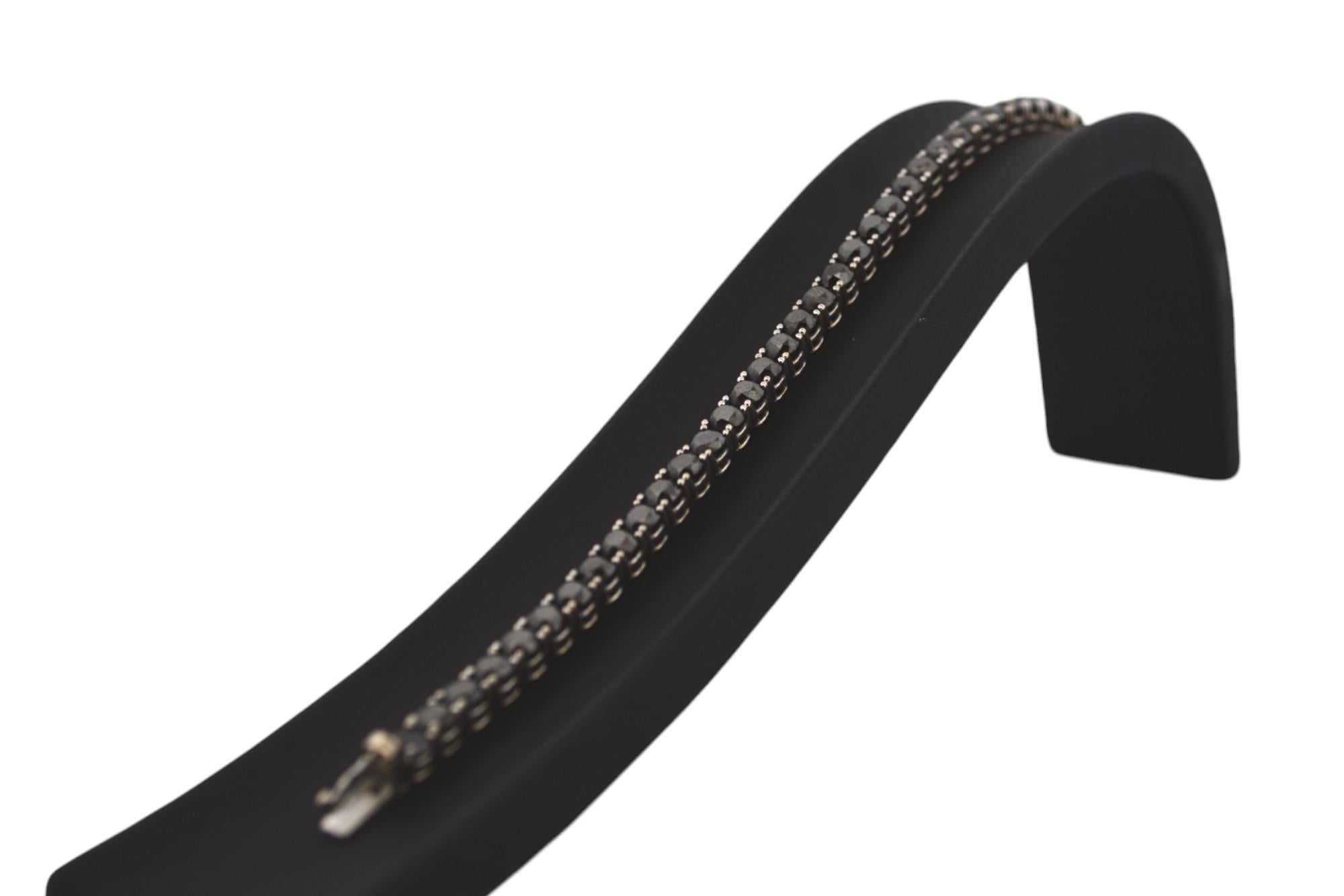 Bracciale tennis in oro bianco 18K con diamanti neri naturali_114884 in vendita 2