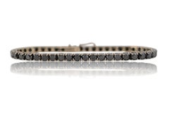 18K White gold tennis bracelet with natural black diamonds_118381