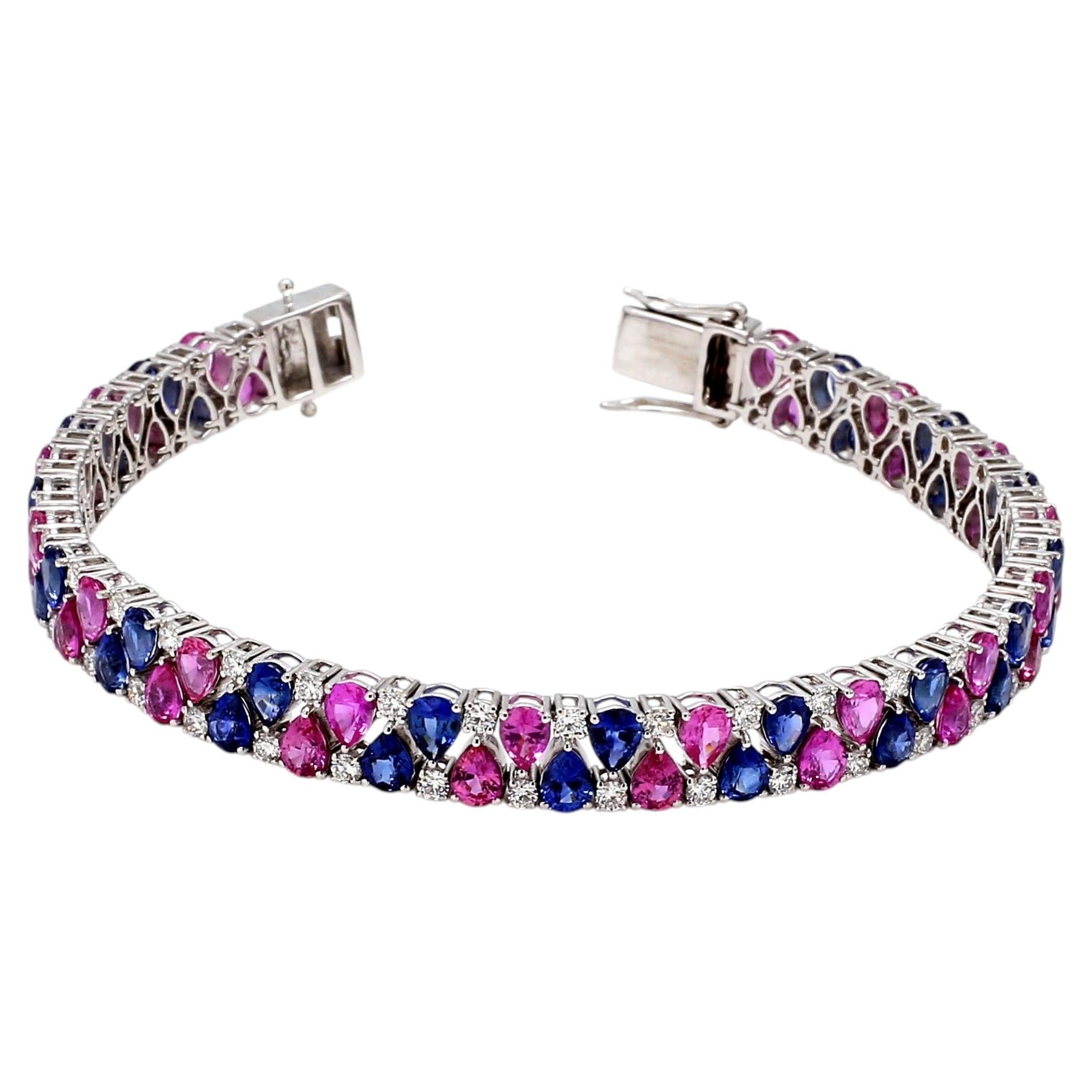 Brij Nivesh Bracelet en or blanc 18K avec saphirs et diamants
