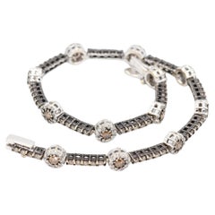 Bracelet de tennis en or blanc 18K avec diamants de couleur champagne naturelle