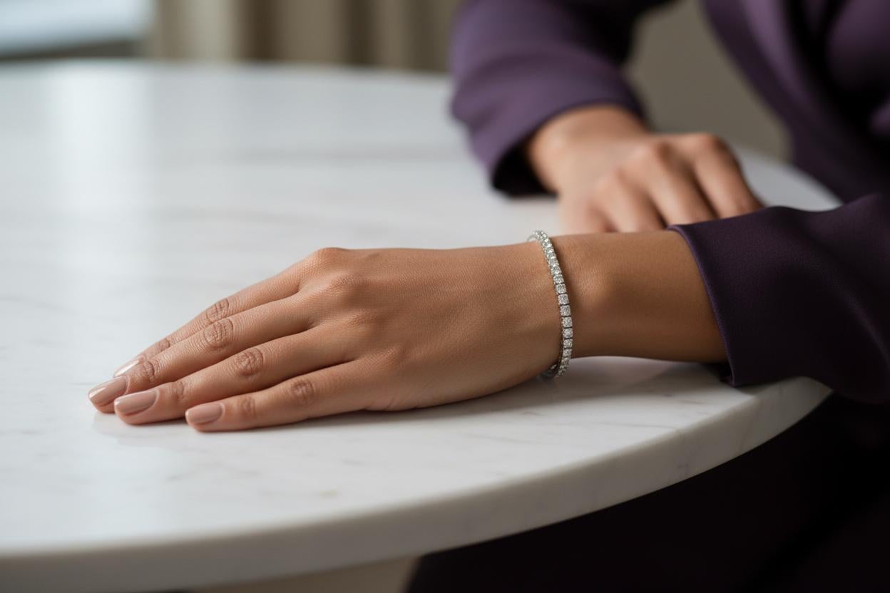Pulsera de tenis de oro blanco de 18 quilates con diamante natural total de 4,39 cts en Nuevo estado para la venta en Pembroke Pines, FL