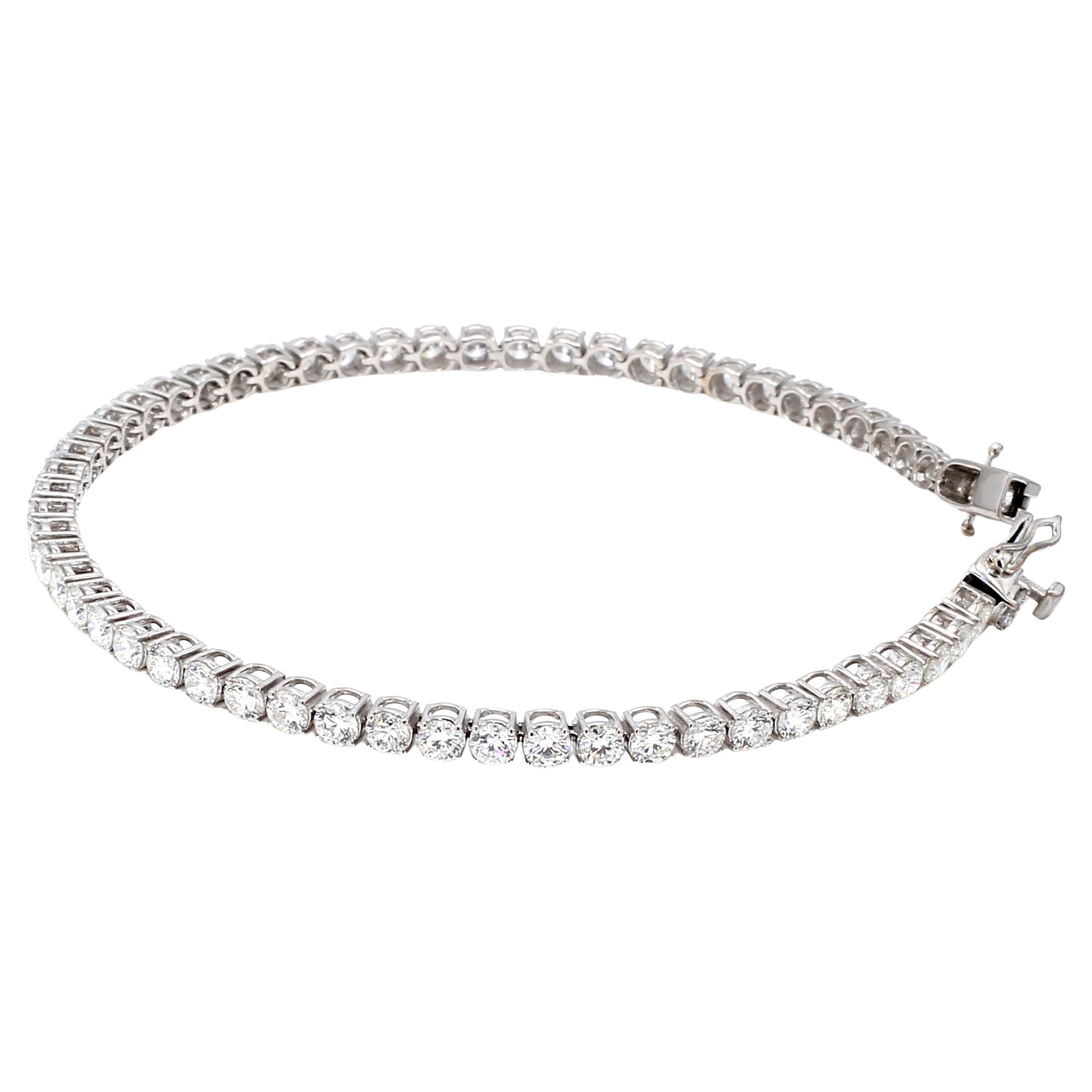 Pulsera de tenis de oro blanco de 18 quilates con diamante natural total de 4,72 cts