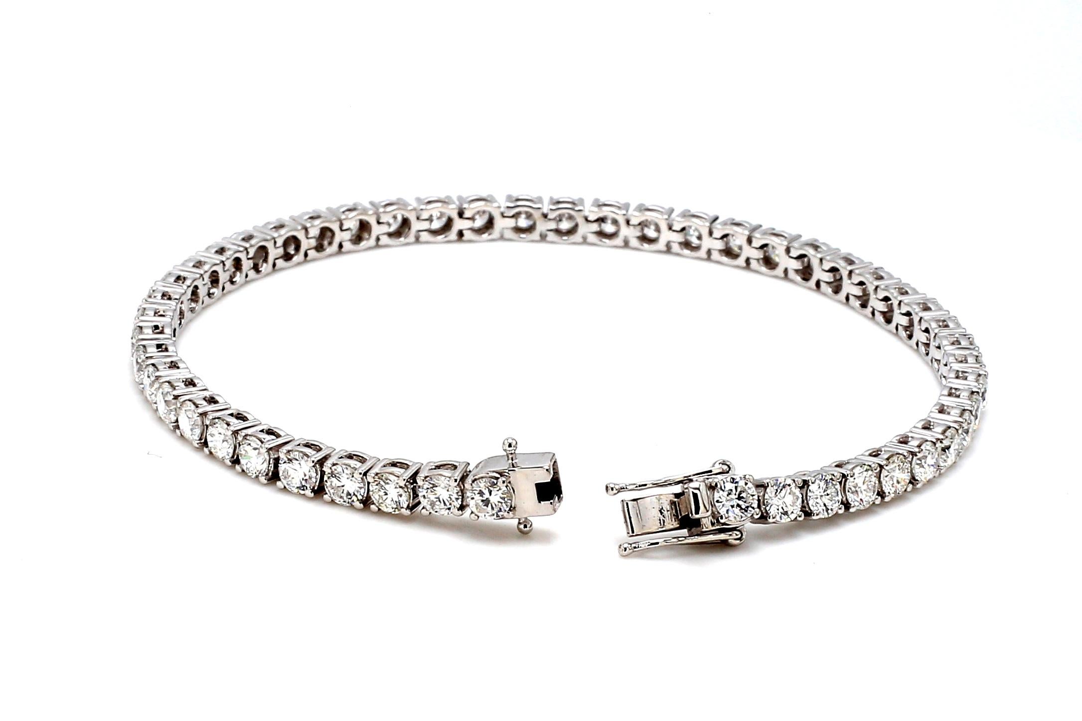 Pulsera Tenis Oro Blanco 18K con Diamante Natural totatling 7.00 cts Corte redondo en venta