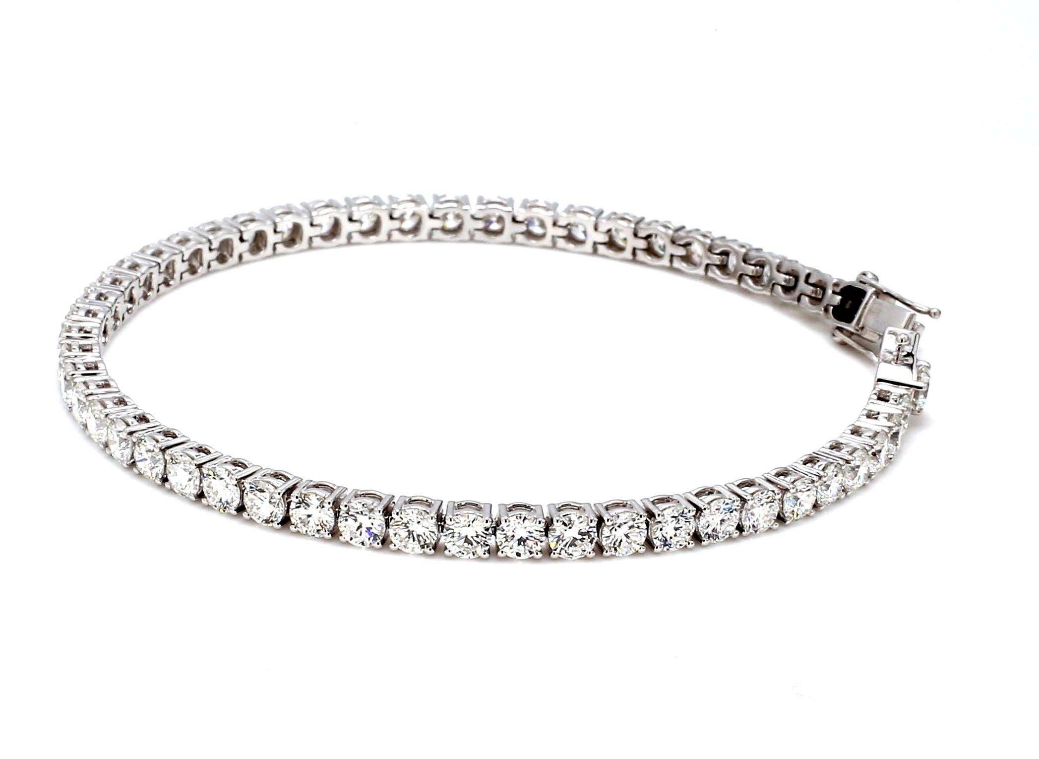 Pulsera Tenis Oro Blanco 18K con Diamante Natural totatling 7.00 cts en venta 1