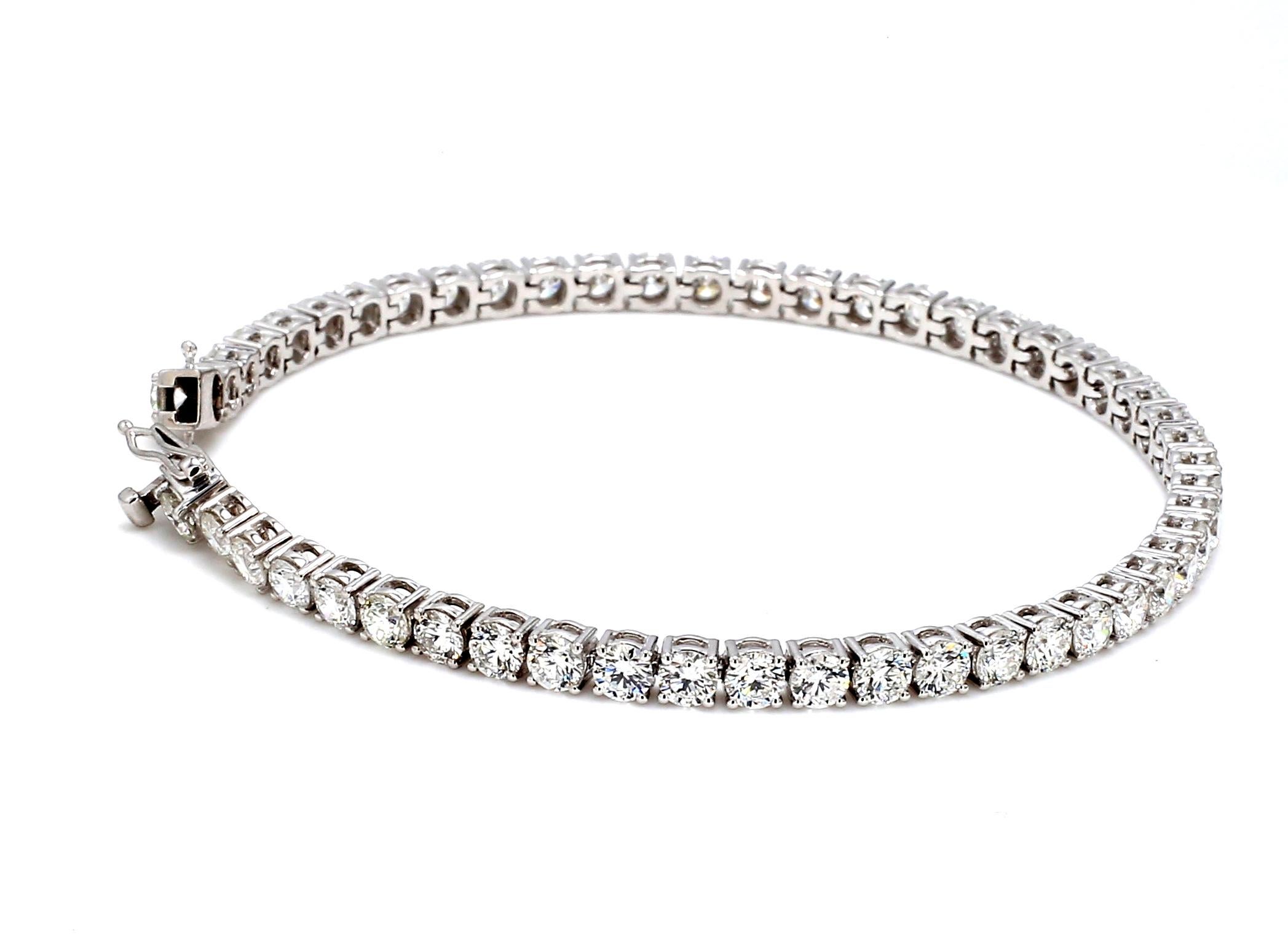 Pulsera Tenis Oro Blanco 18K con Diamante Natural totatling 7.00 cts en venta 2