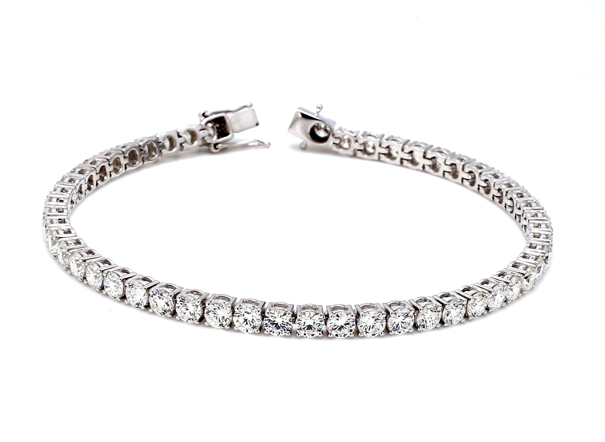 Pulsera Tenis Oro Blanco 18K con Diamante Natural totatling 7.00 cts en venta 3