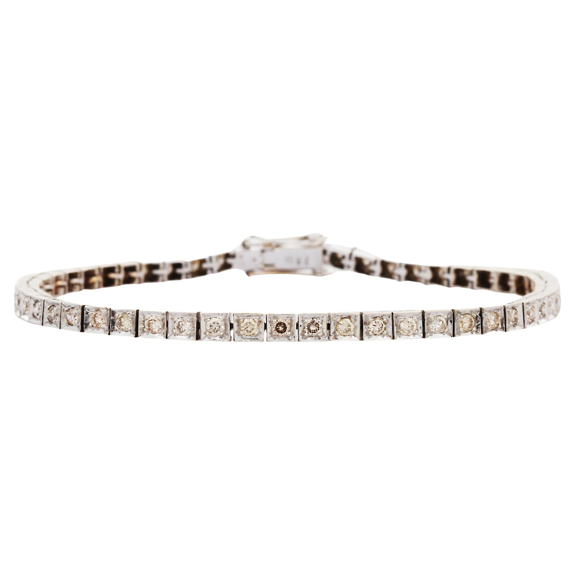 18K White Gold Unique Diamond Tennis Bracelet Grandma Gift