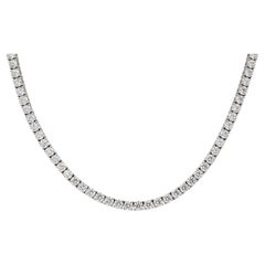 18K White Gold Tennis Necklace Tw. 19.83 carat