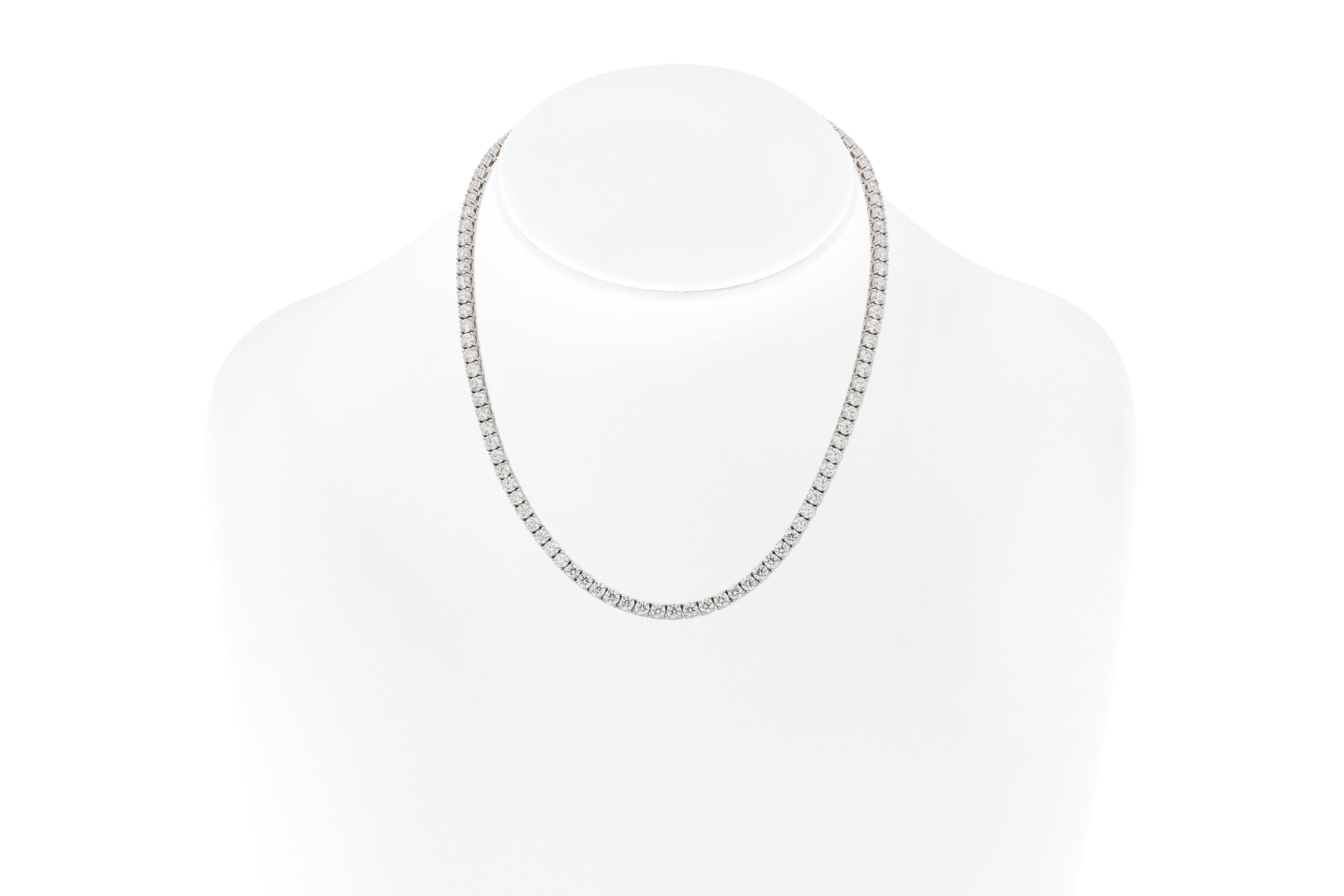 Modern 18K White Gold Tennis Necklace Tw. 19.83 carat For Sale