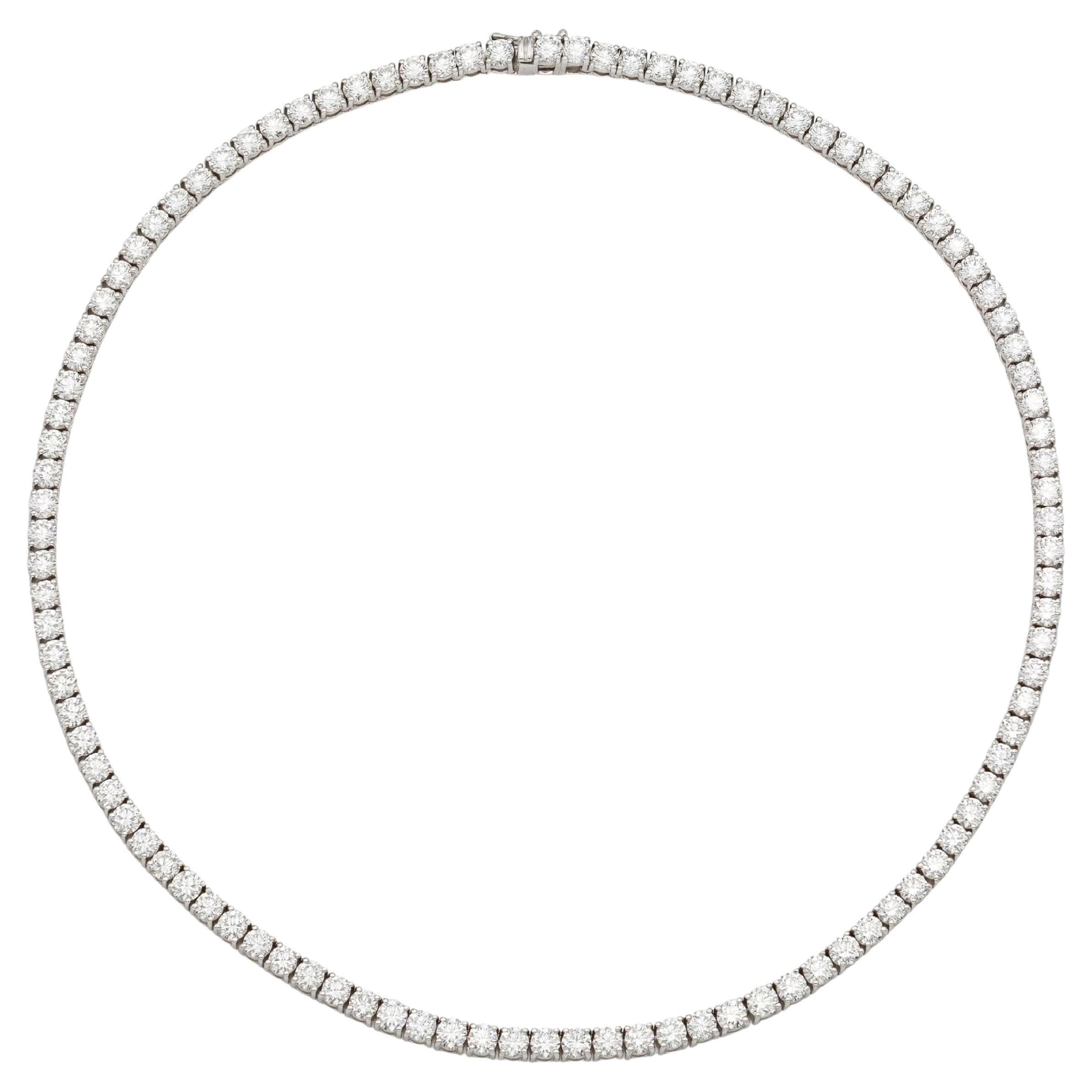 18 Karat Weißgold Tennis-Halskette Tw. 19,83 Karat