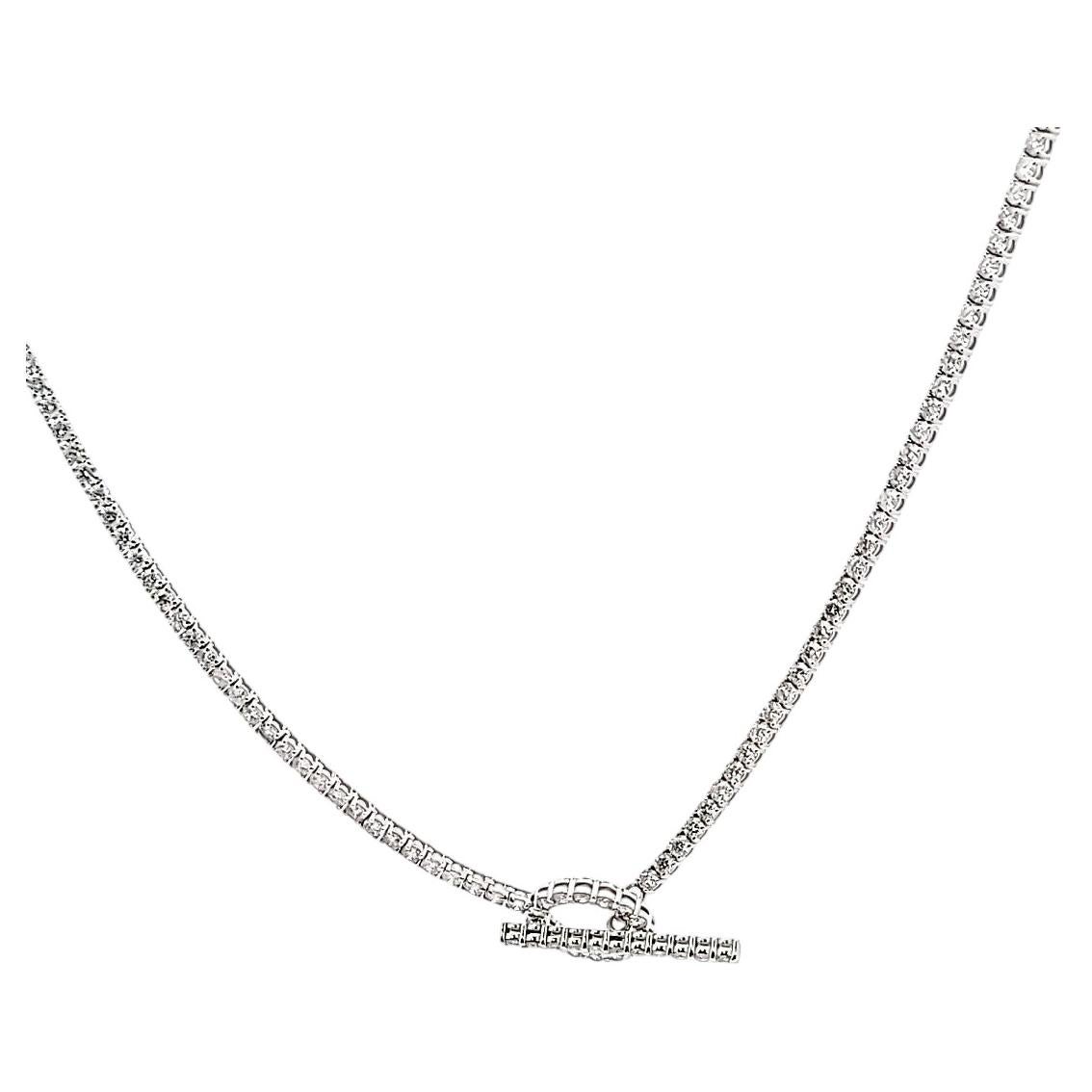 Collier tennis en or blanc 18 carats serti de diamants ronds G VS1 d'un poids total de 10,62 carats