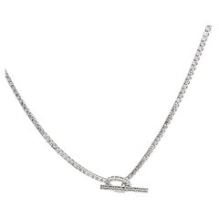 Collier tennis en or blanc 18 carats serti de diamants ronds G VS1 d'un poids total de 10,62 carats