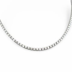 18K White Gold Tennis Necklace with 9.72 Carat Round G-VS Diamonds