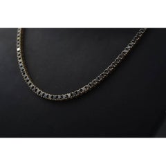 18K White Gold Tennis Necklace with Black Natural Diamonds