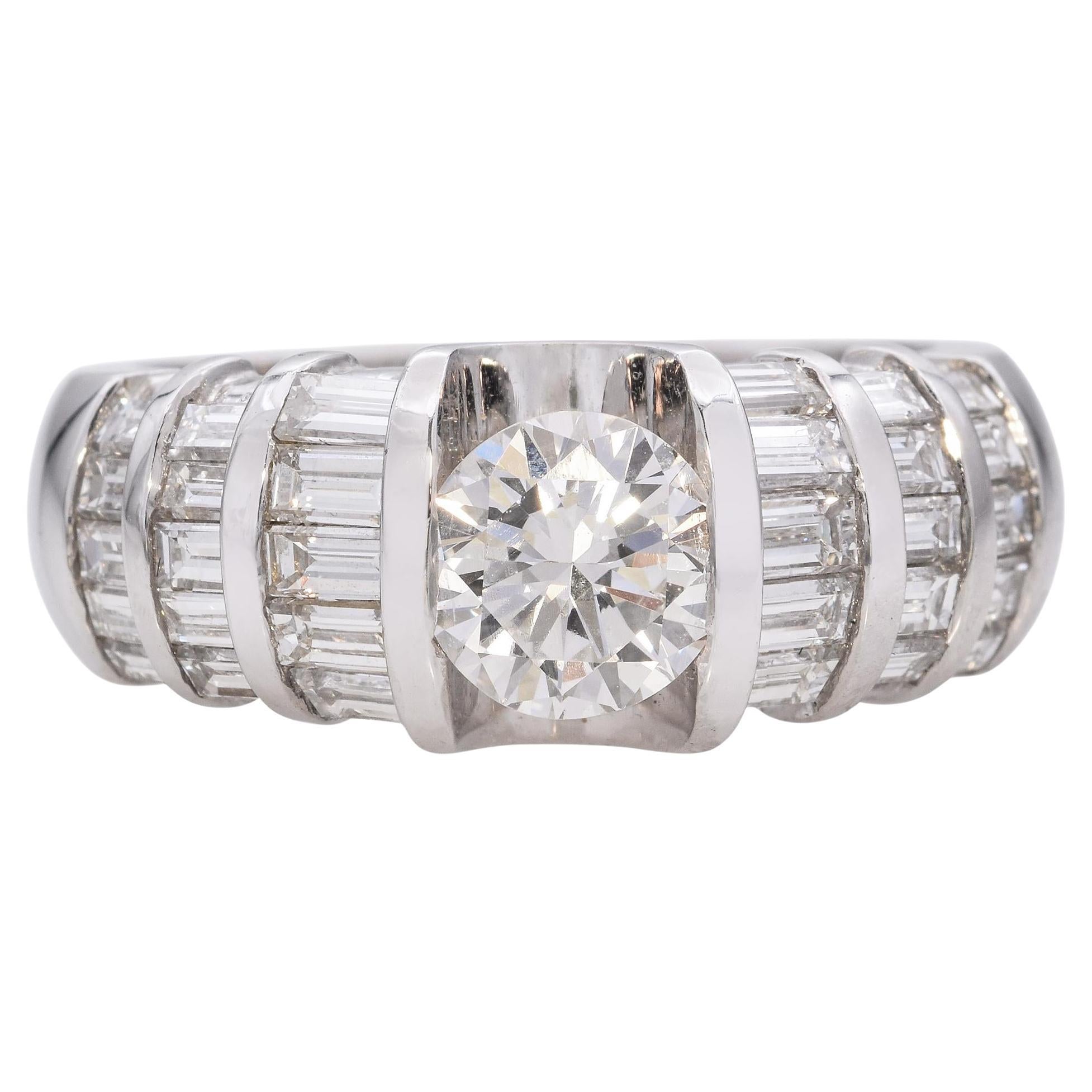 18k White Gold Tension Set Diamond Cocktail Ring