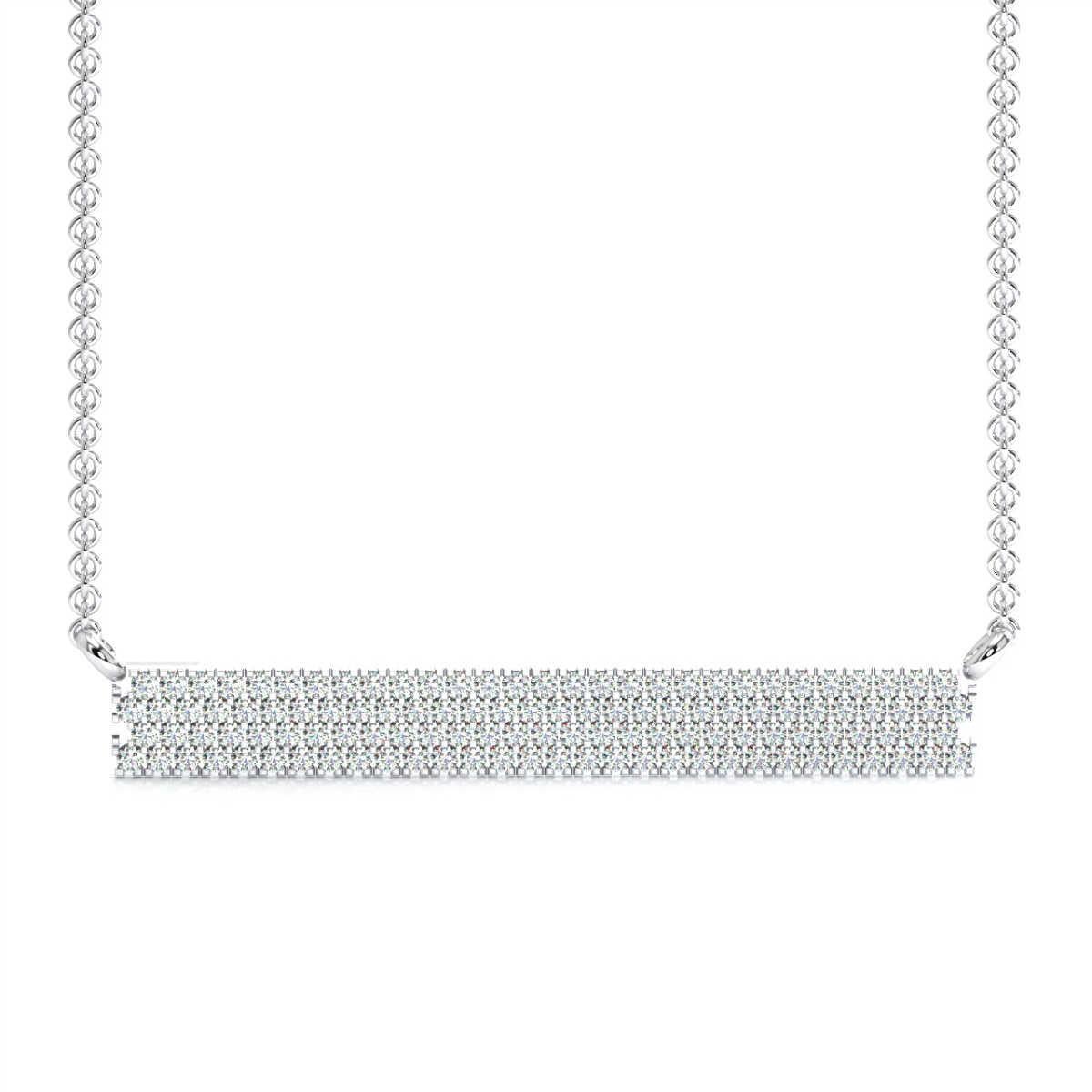 Round Cut 18 Karat White Gold Three-Row Bar Diamond Necklace '1/4 Carat' For Sale