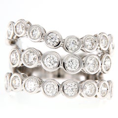 18K White Gold Three Row Bezel Set Ring ( 2.26cts)