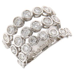 18K White Gold Three Row Bezel Set Ring ( 2.26cts)