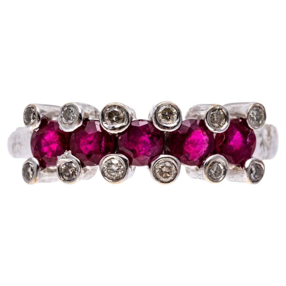 Bezel-Set Ruby and Diamond Yellow Gold/White Gold Ring at 1stDibs ...