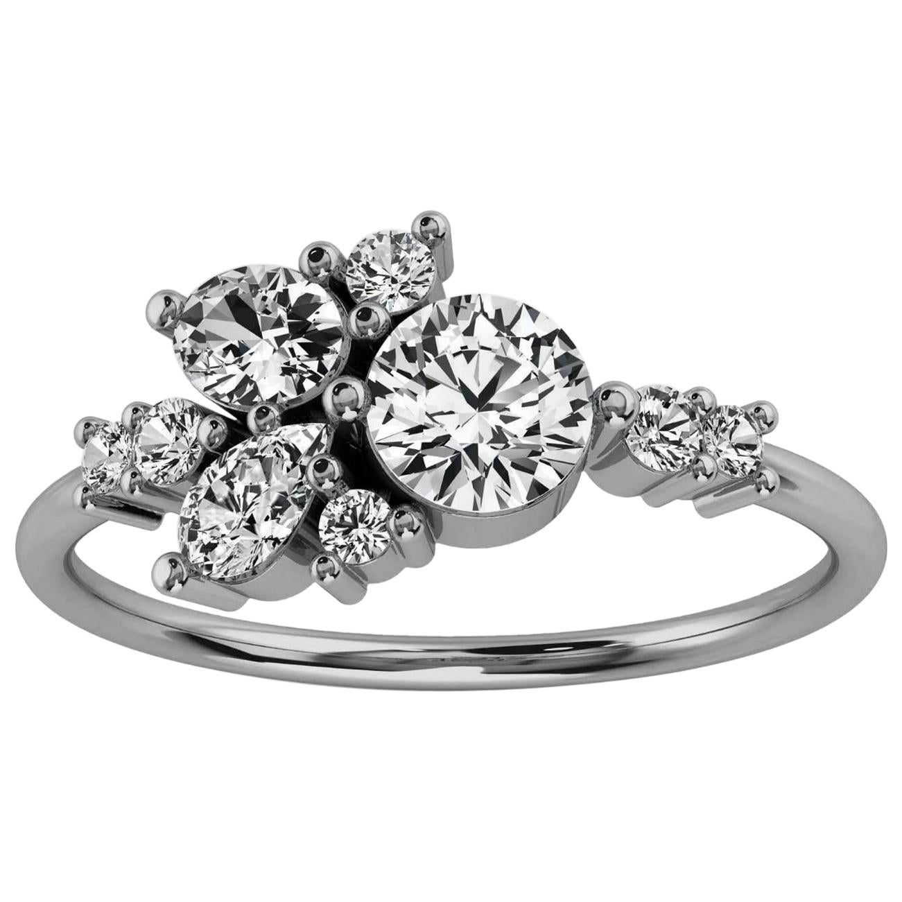 18K White Gold Tima Delicate Scattered Organic Design Diamond Ring '3/4 Ct. tw' For Sale