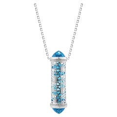 18K White Gold Topaz Diamond Arabic Design Necklace by MOISEIKIN