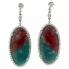 18K White Gold Tourmaline, Mica and Diamond Earrings 18K White Gold Tourmaline, Mica and Diamond Earrings