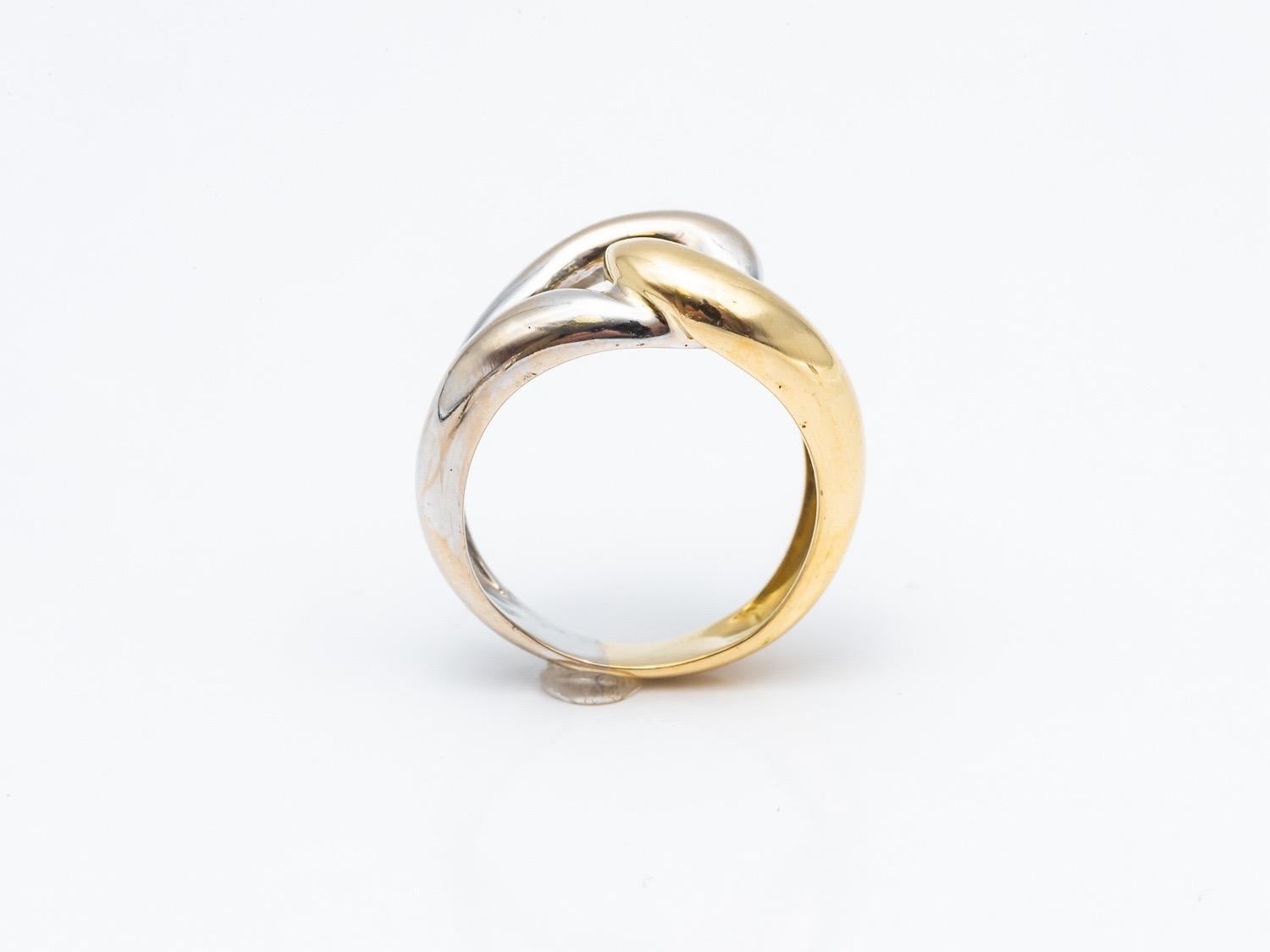 Contemporary 18 Karat White Gold Tresse Ring 18 Karat Yellow Gold