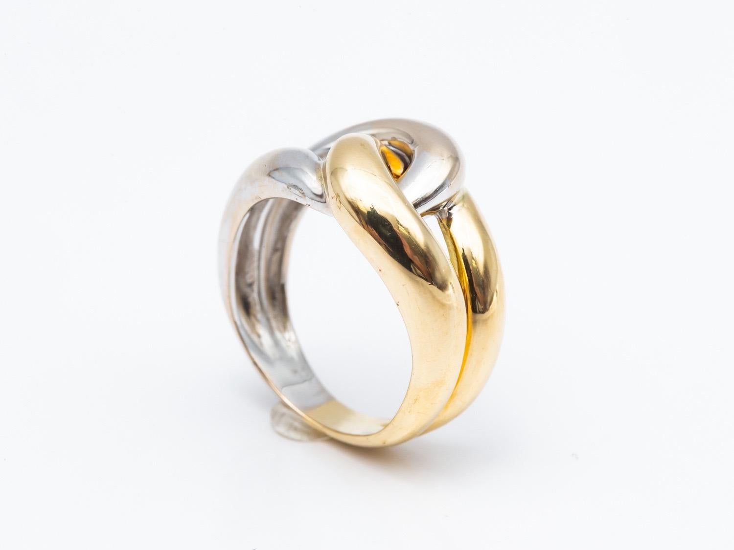 18 Karat White Gold Tresse Ring 18 Karat Yellow Gold In Excellent Condition In Vannes, FR