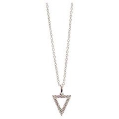 18k White Gold Triangle Pendant 0.15 Carat Diamond Hangs from a Cable Chain