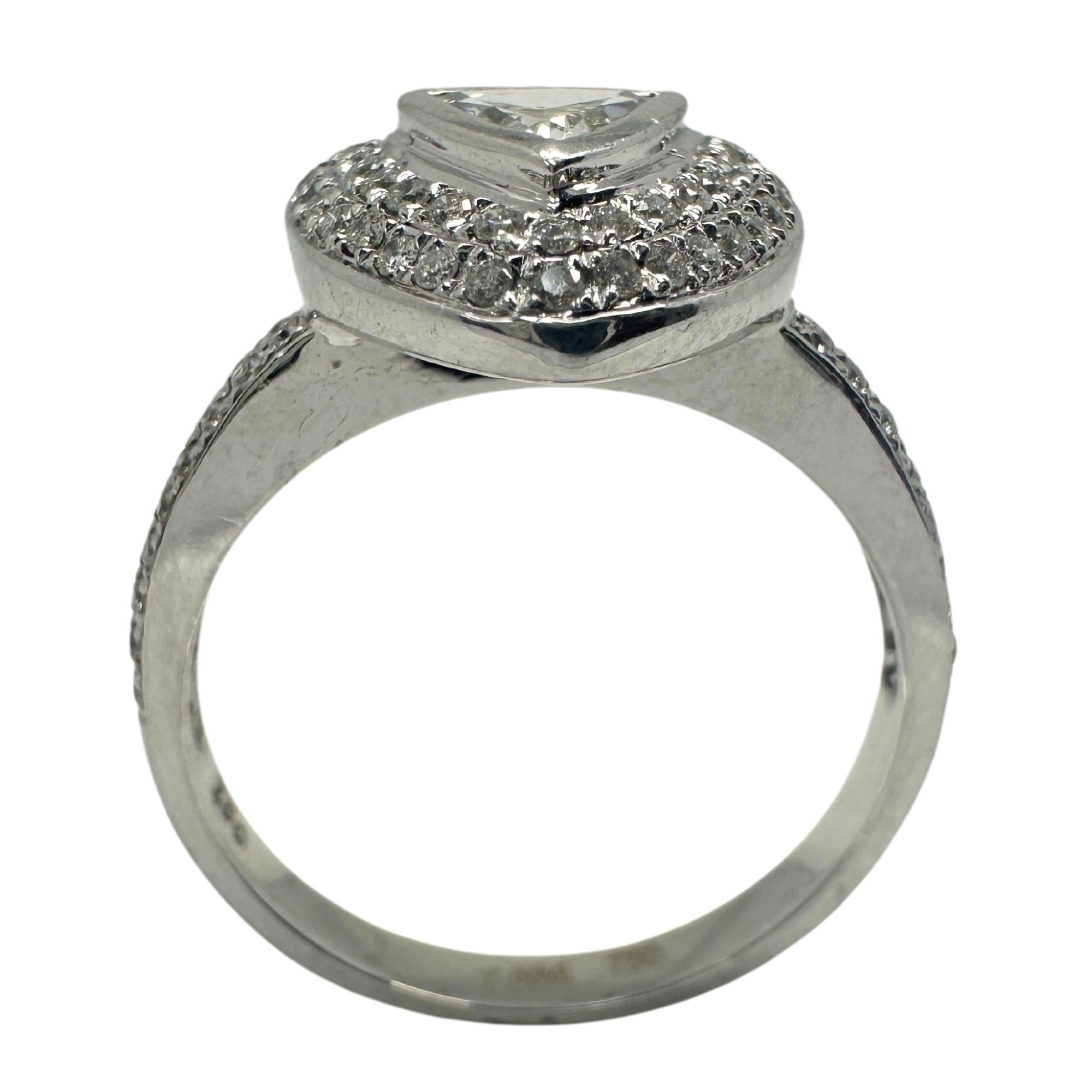 Trillion Cut 18k White Gold Trilliant Cut Diamond Ring For Sale