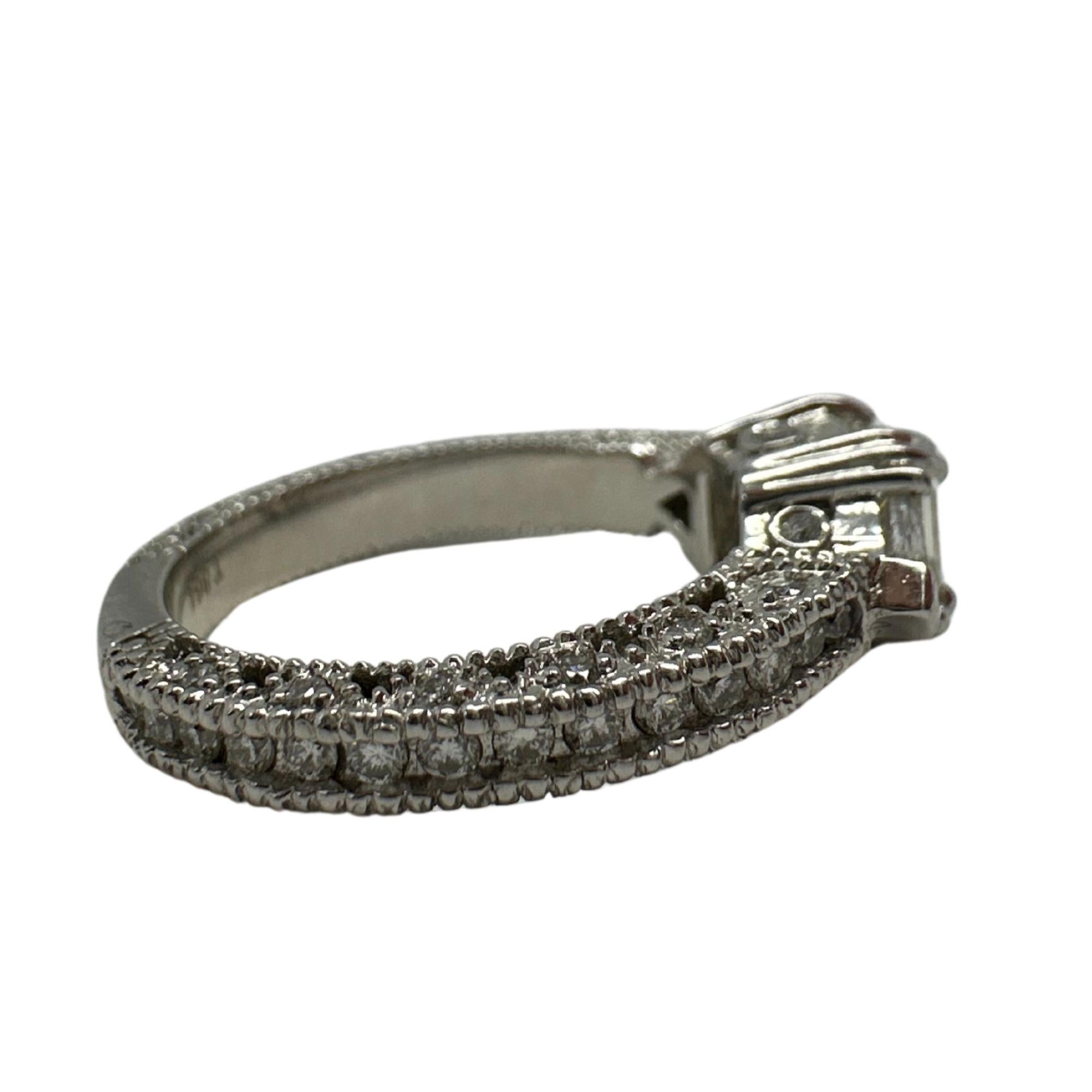 18K White Gold Trillion and Emerald Cut Diamond Ring For Sale 2