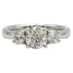 18K White Gold Trilogy Ring with 1.30 ct G VS Diamond & Two 0.30 ct Side Stones