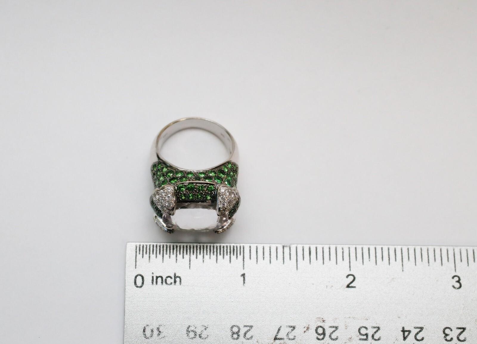 18 Karat Weißgold Tsavorit Granat, Kunzit & Diamant Ring, Größe 7 - 16,0g im Angebot 4