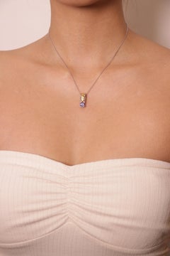 Collier en or blanc 18k Turquoise Cts 0.29 Diamant