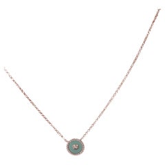 Collier en or blanc 18k Turquoise Cts 0.47 Diamant