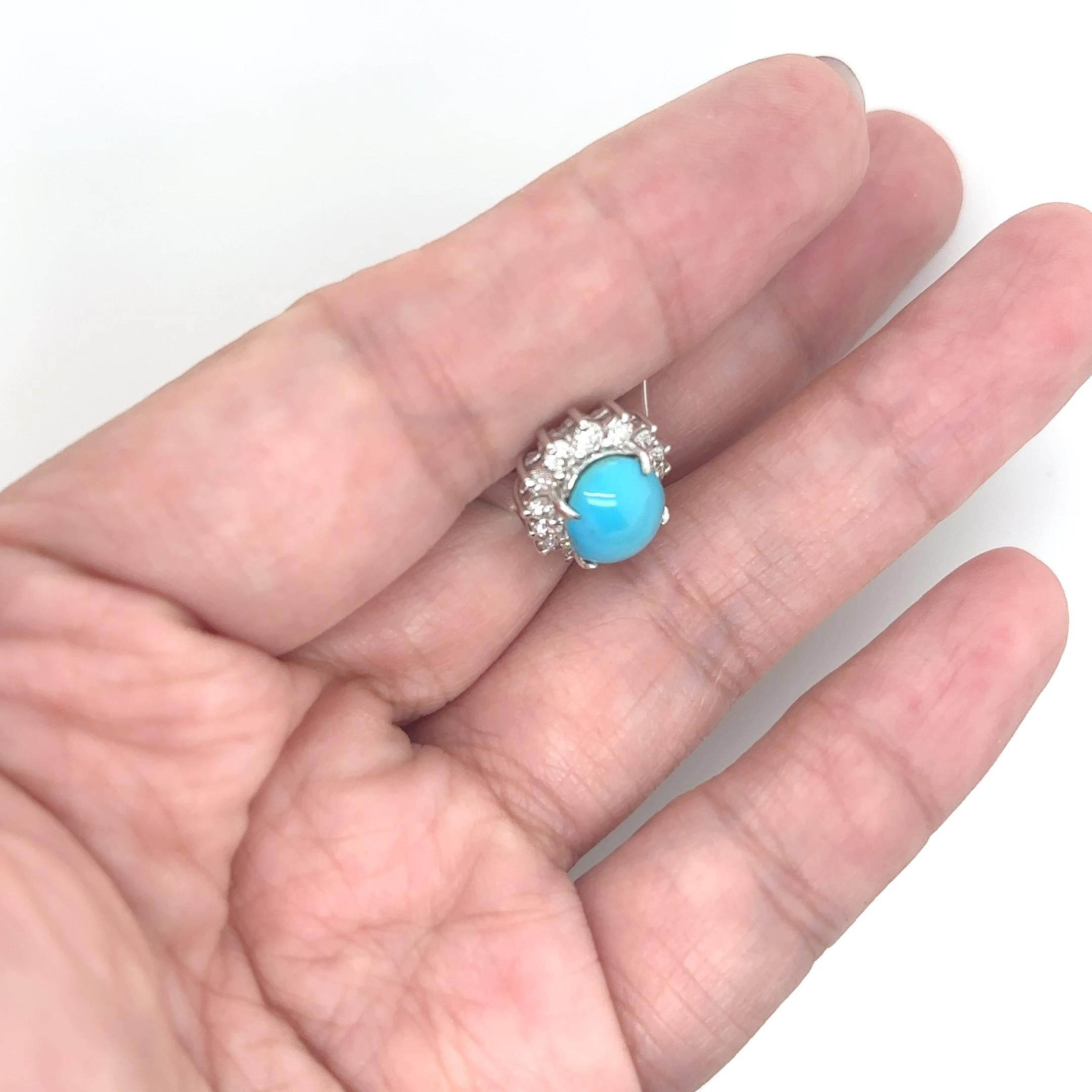 18k Weißgold Türkis Diamant Cts 0,51 Verlobungsring im Zustand „Neu“ im Angebot in Hong Kong, HK