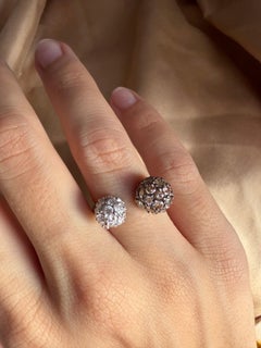 18K White Gold Twin Ring with 1.10ct White & 2.24ct Brown Diamonds